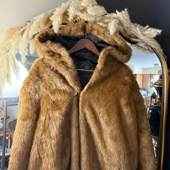 Roamans Black & Brown Reversible Faux Fur Full‑Length Trench Coat Plus Size Cozy - Picture 3 of 16